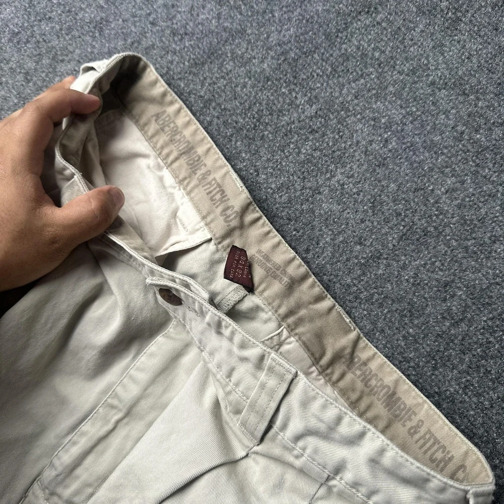 VTG Abercrombie & Fitch Pants Mens 34x32 Beige Chino Pleated Relaxed Fit Cotton
